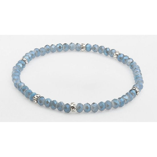 Silver crystal mini bracelet with stacked link chain design