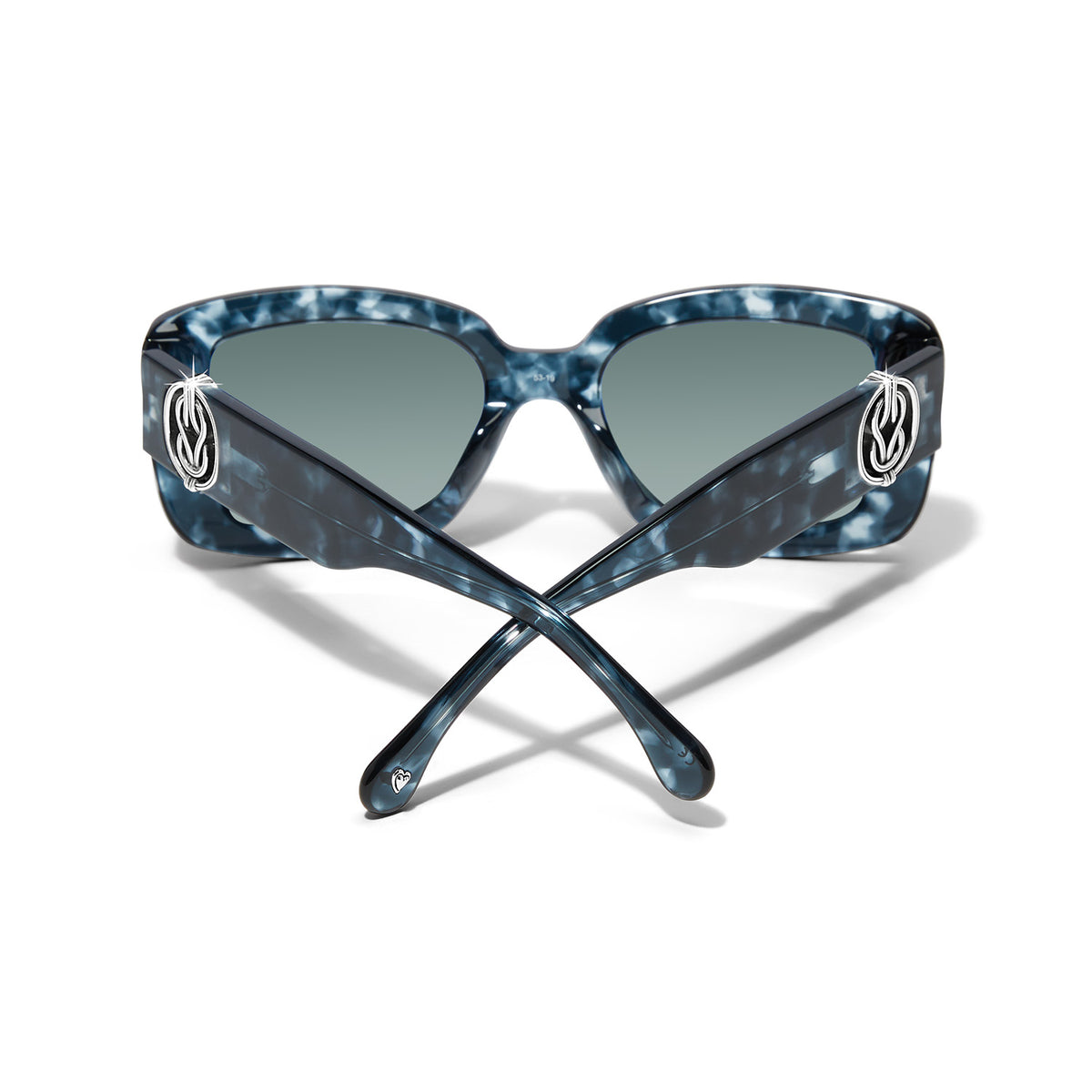 Blue crush square sunglasses with silver-plated Interlok accents and grey lenses.