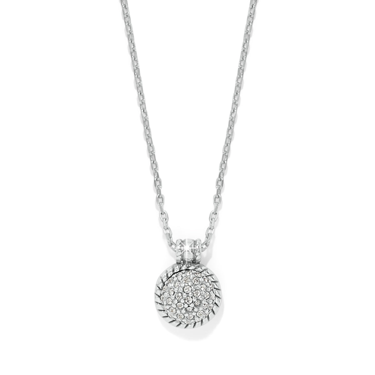 Illumina Celeste Dome Necklace featuring a silver-plated pendant with fine quality crystals.