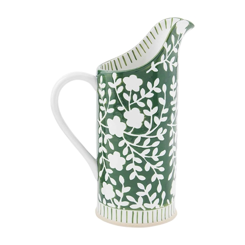 Indigo stoneware pitcher with a classic silhouette.