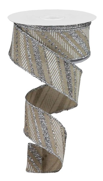 Polyester ribbon with royal blue diagonal stripes on a white background.