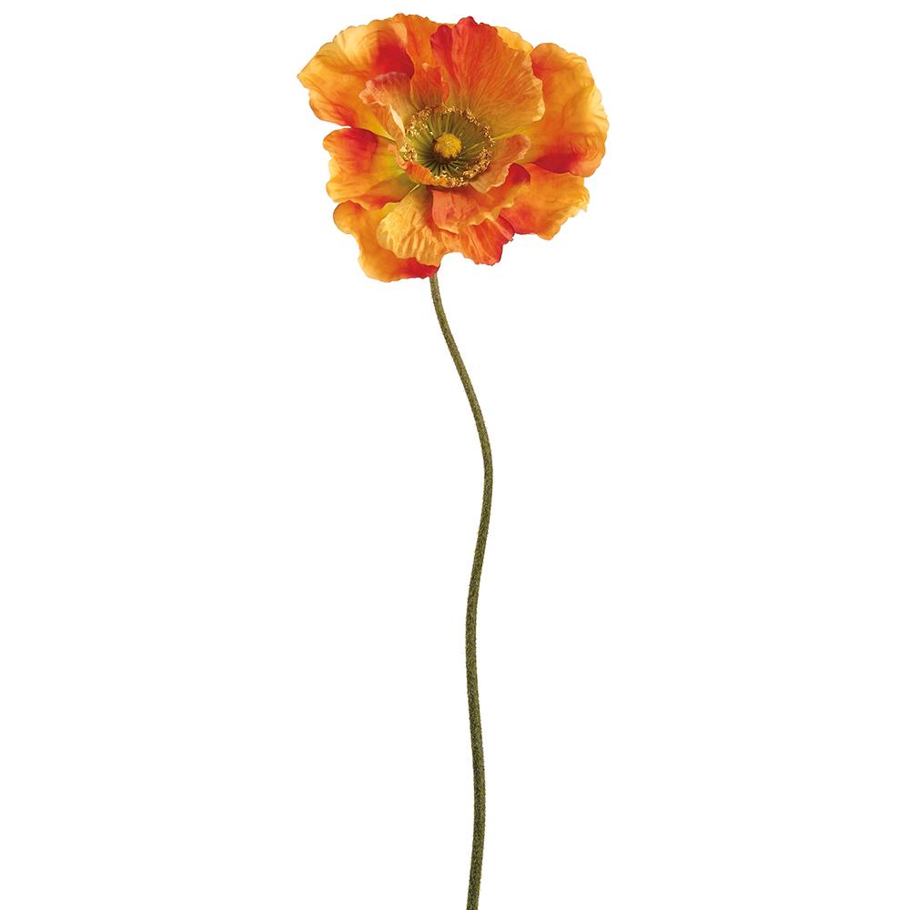 30-inch artificial poppy spray with red polyester petals on a wire stem
