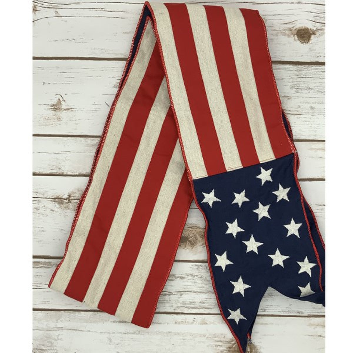 6-inch by 70-inch canvas banner featuring red, blue, and natural colors with a stars and stripes pattern.