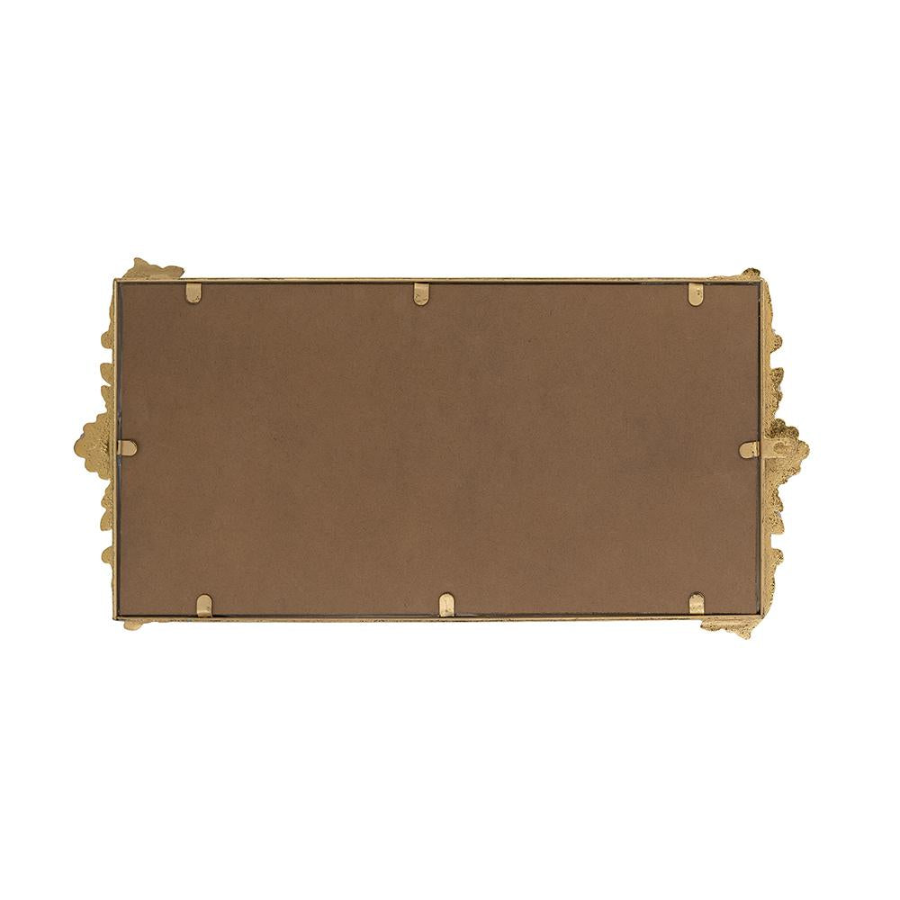 Gold-framed mirror tray with intricate floral cutout detailing