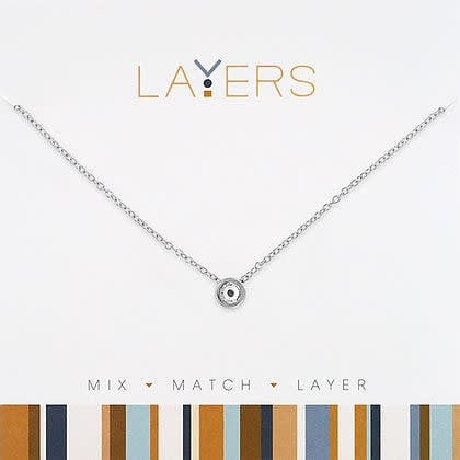 Silver single crystal layered necklace with mixed chain lengths