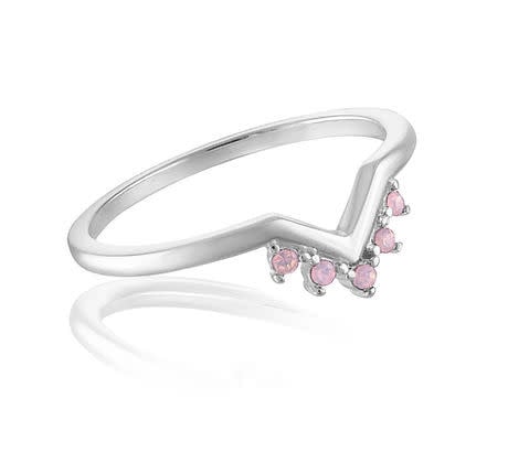 Rose Water Opal Tiara Stack Ring featuring a delicate tiara-inspired silhouette with opalescent stones and rose gold finish.