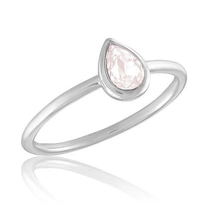 Vintage Rose teardrop ring with a rose gold finish featuring an oval-shaped stone in a delicate band.