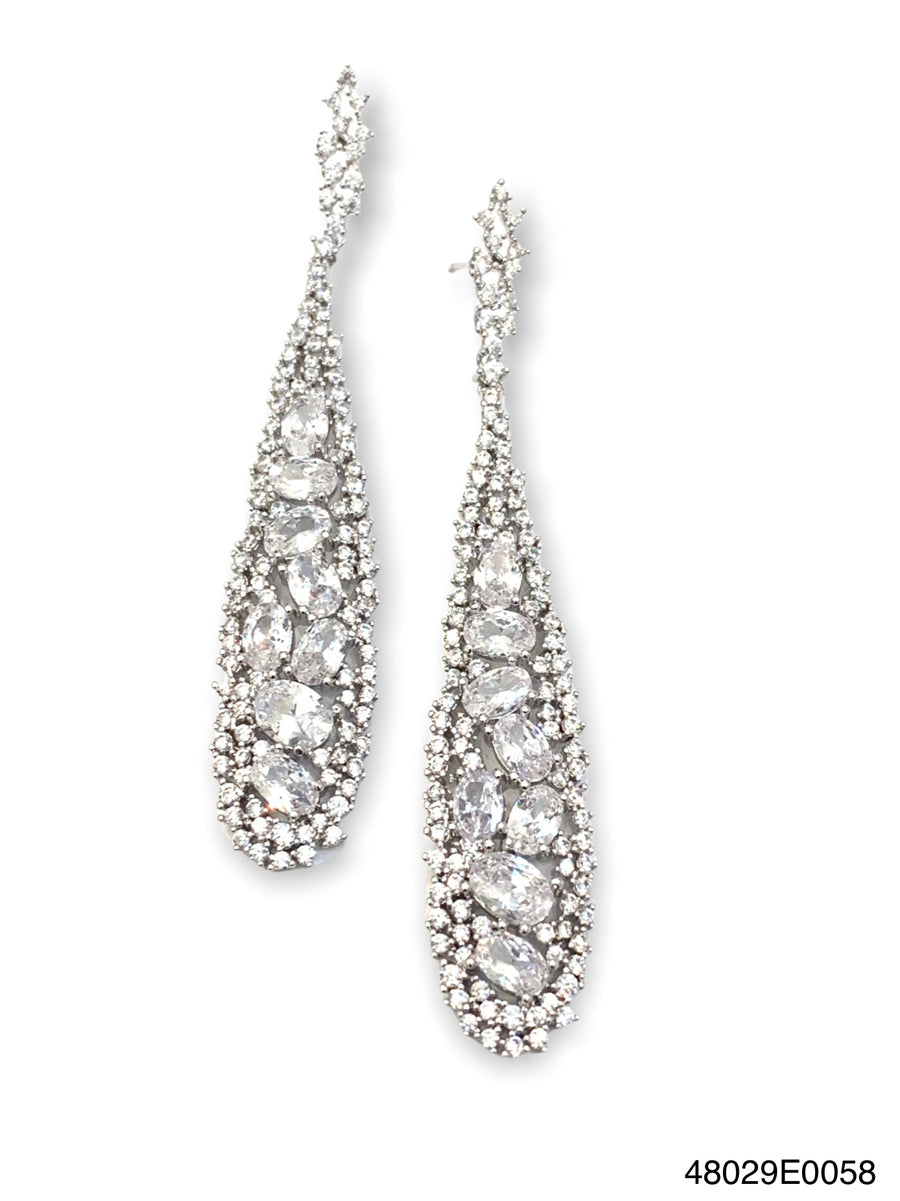 Savannah Statement Drop Earrings featuring high-quality CZ stones in a 3 1/8 inch long design.