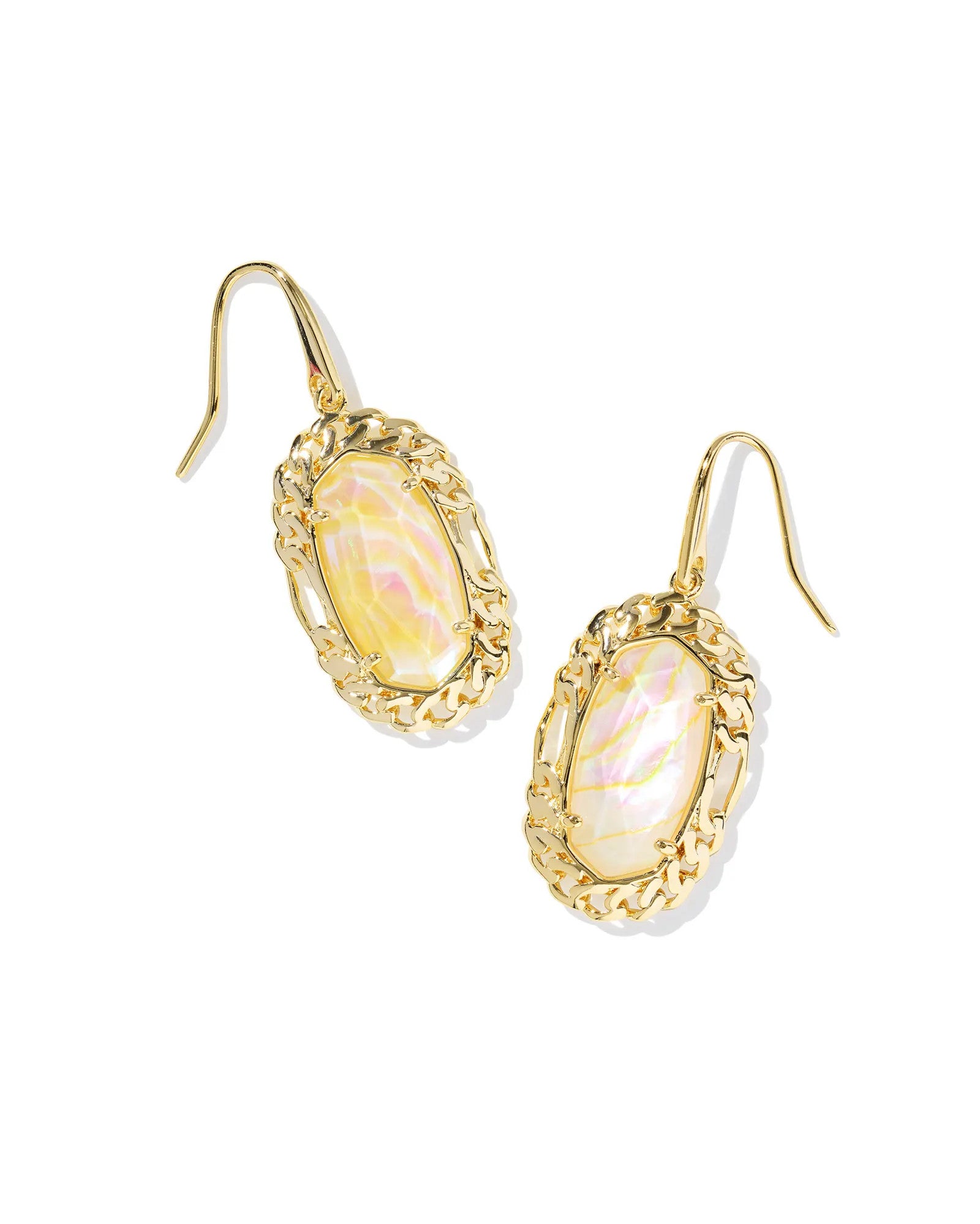 Dani Figaro Frame Drop Earrings with shimmering stone centers in an edgy silhouette.