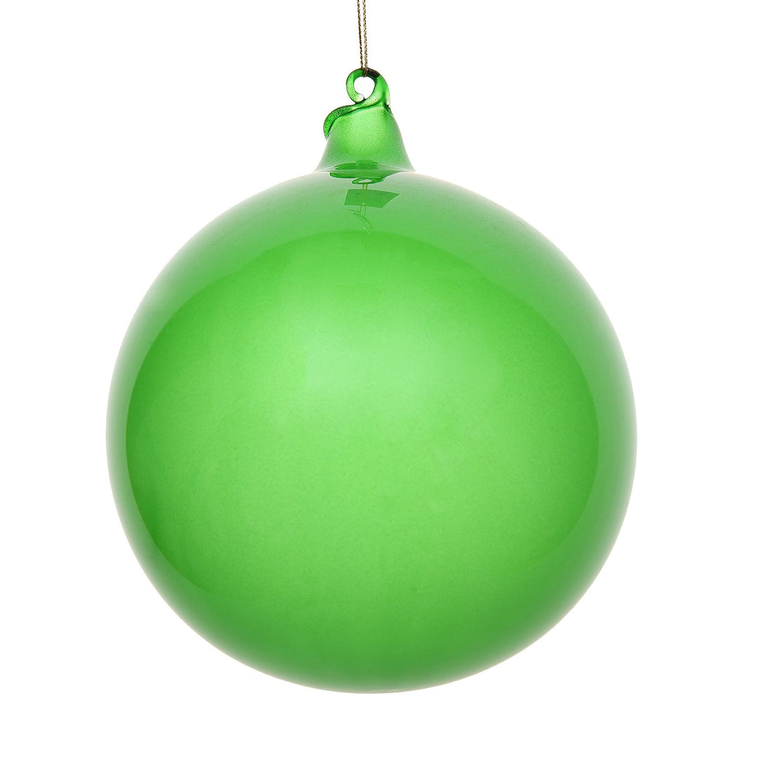150mm green glitter bubblegum ball ornament with a smooth finish and hanging loop.