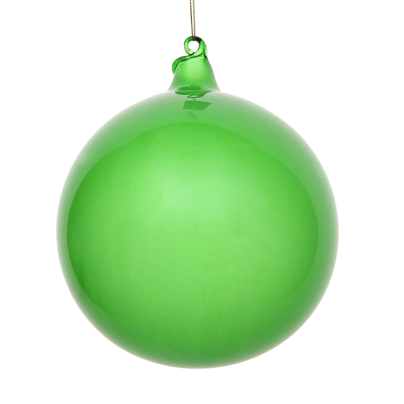 150mm green glitter bubblegum ball ornament with a smooth finish and hanging loop.