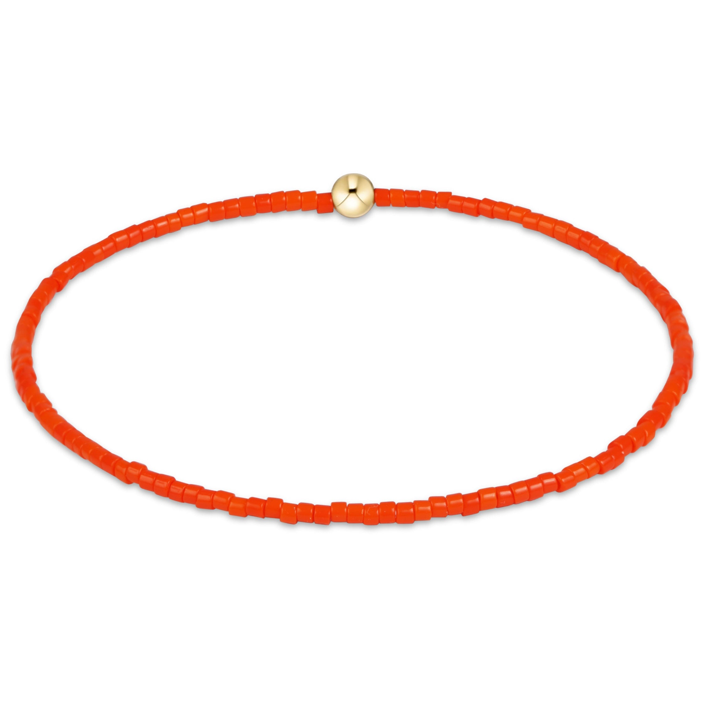 Gameday Hope Classic Bracelet featuring orange 2mm seed beads and a single 14kt gold-filled bead.