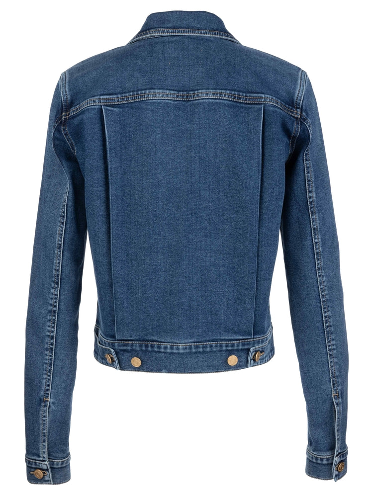 Genevieve zip front jacket in heather gray cotton blend with slant pockets and relaxed silhouette