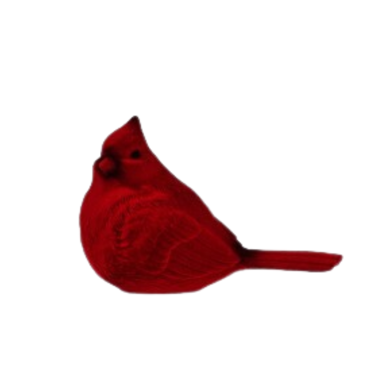 6-inch red resin cardinal figurine with a soft flocked finish and detailed feather textures.