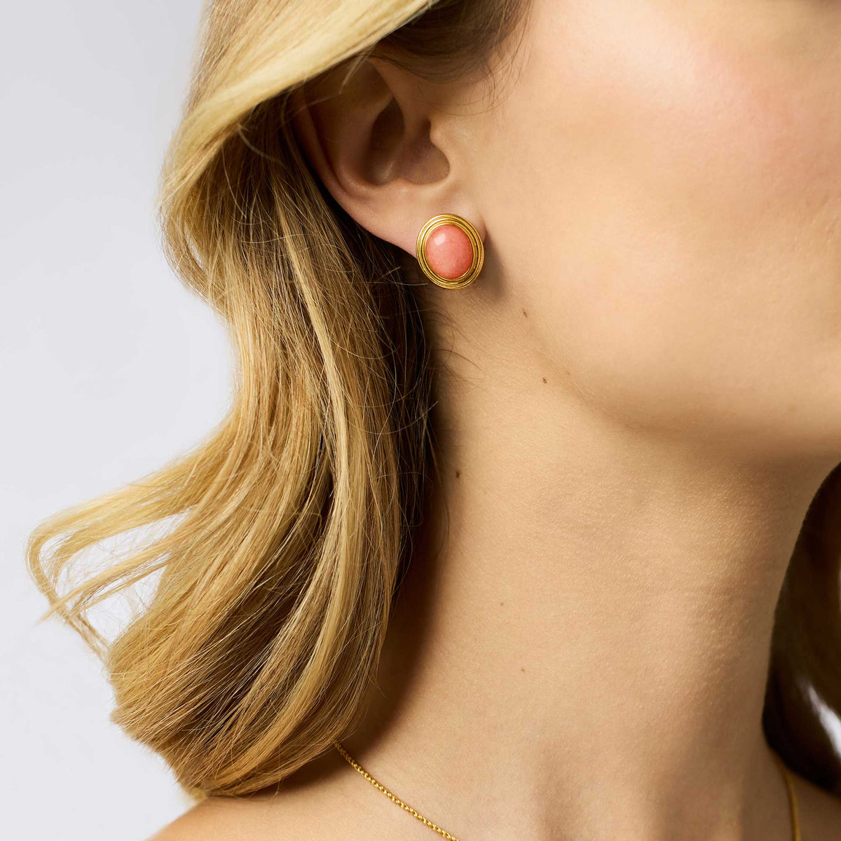 Portofino Stone Stud earrings featuring a jade stone set in 24K gold plate with pierced ear posts.