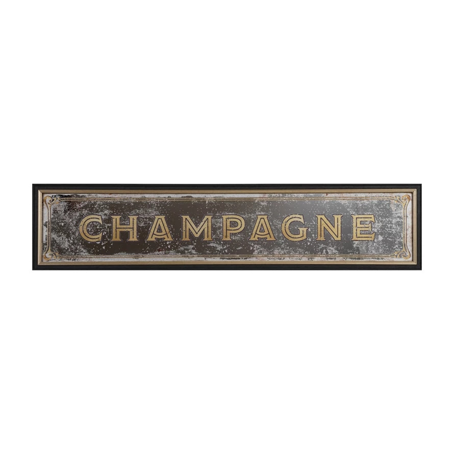 Plastic & MDF Framed Wall Decor with Antique Mirror "Champagne"