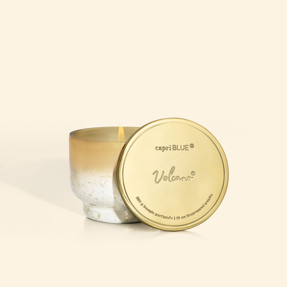 Inverted jar candle in Volcano Glimmer with a textured metallic finish.