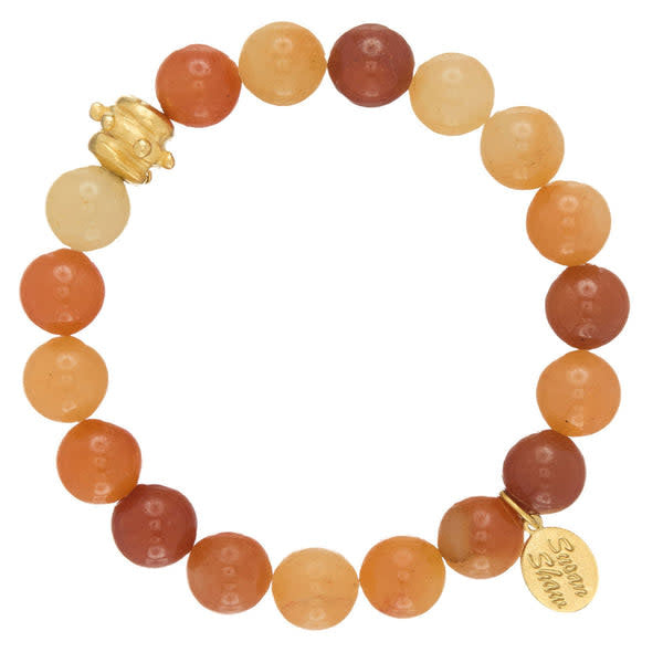 Stretch bracelet with hand-strung aventurine beads and a gold Bentley bead accent.