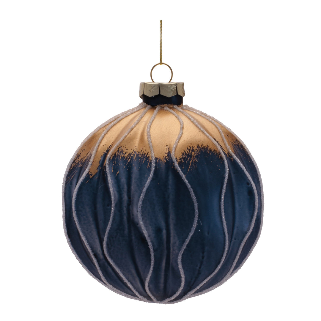 4-inch clear glass ball ornament with a festive finish.