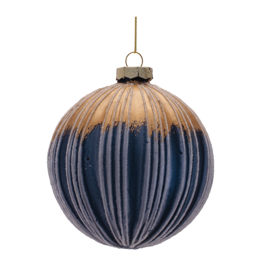 4-inch clear glass ball ornament with a festive finish.