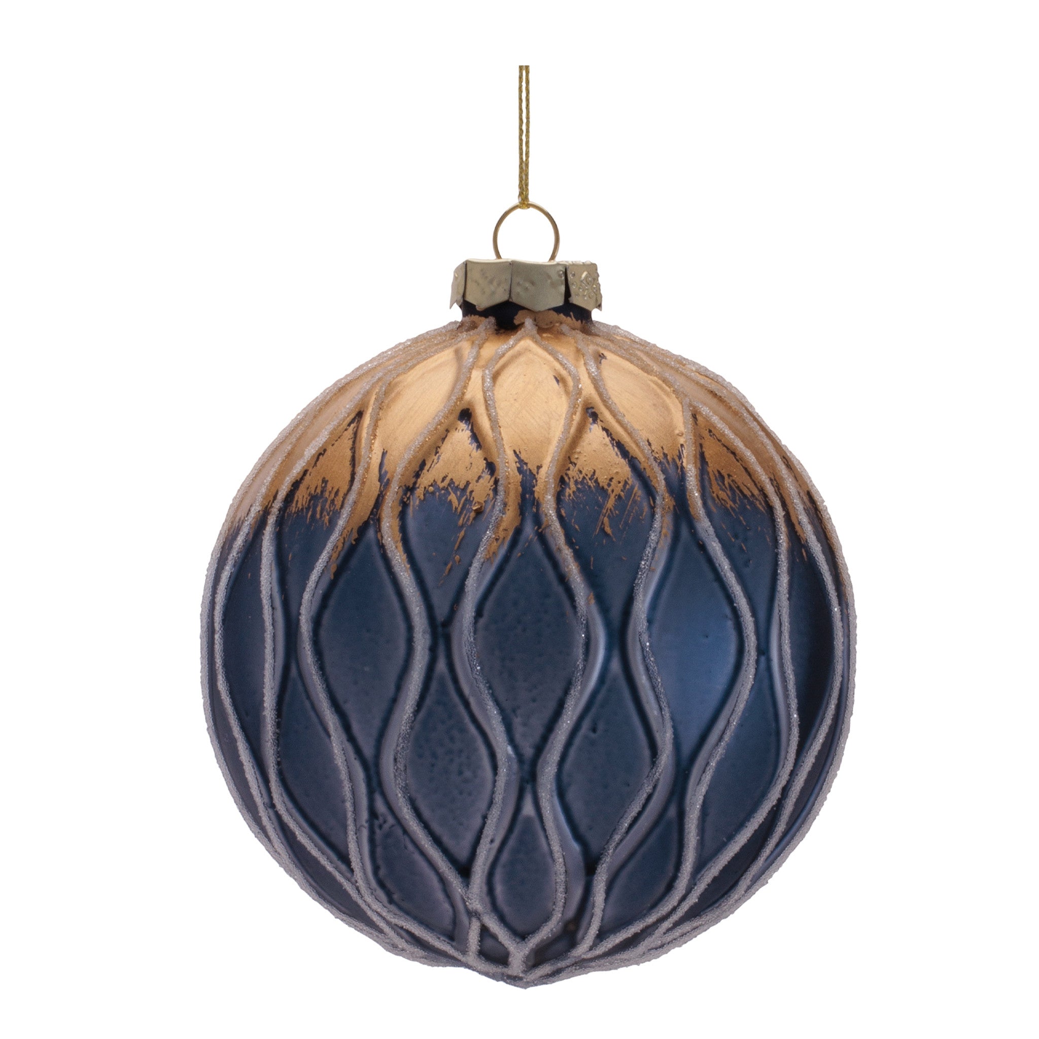 4-inch clear glass ball ornament with a festive finish.