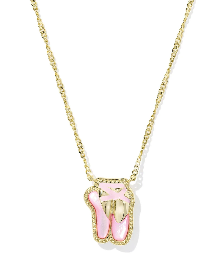 Ballet Short Pendant Necklace in blush mother-of-pearl with gold-tone metal and hoofprint detailing.