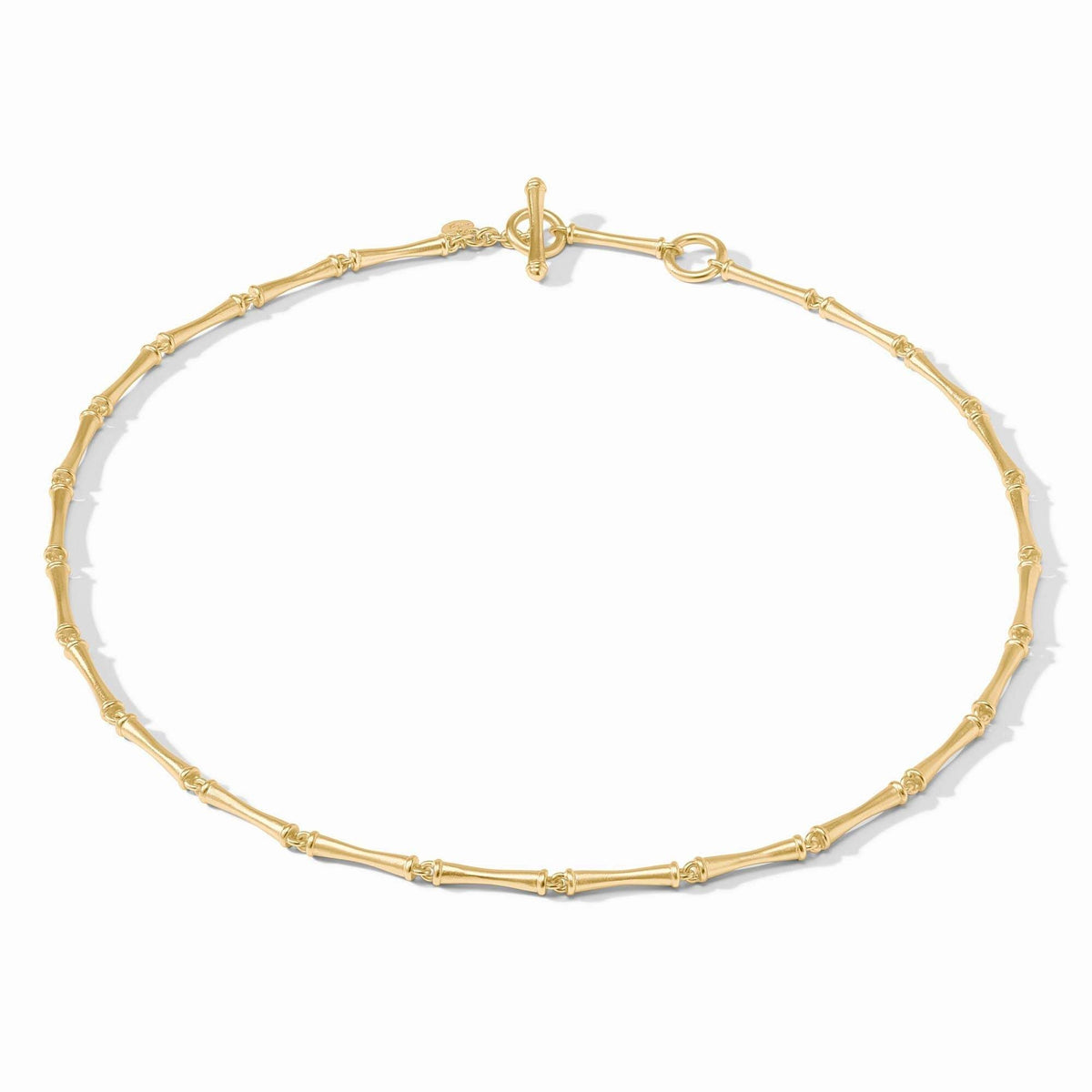 Adjustable gold bamboo necklace with toggle clasp