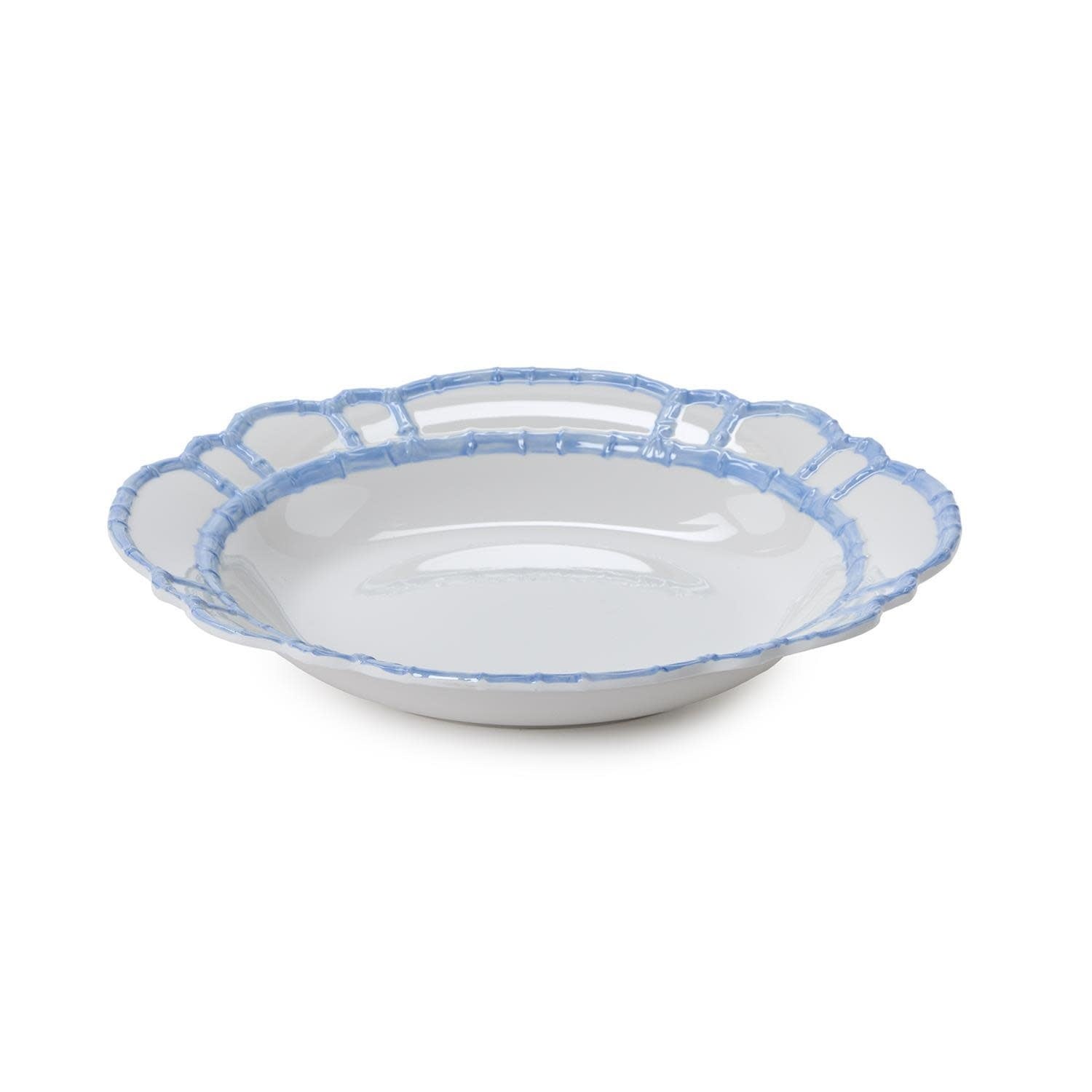 White melamine bowl with a natural bamboo rim