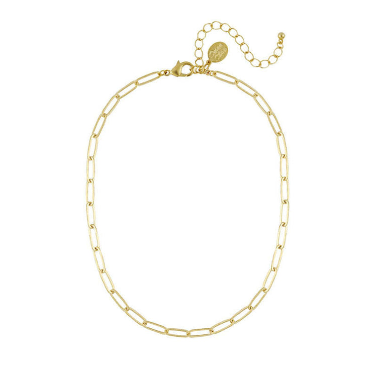 Medium gold paperclip chain necklace with lobster claw clasp