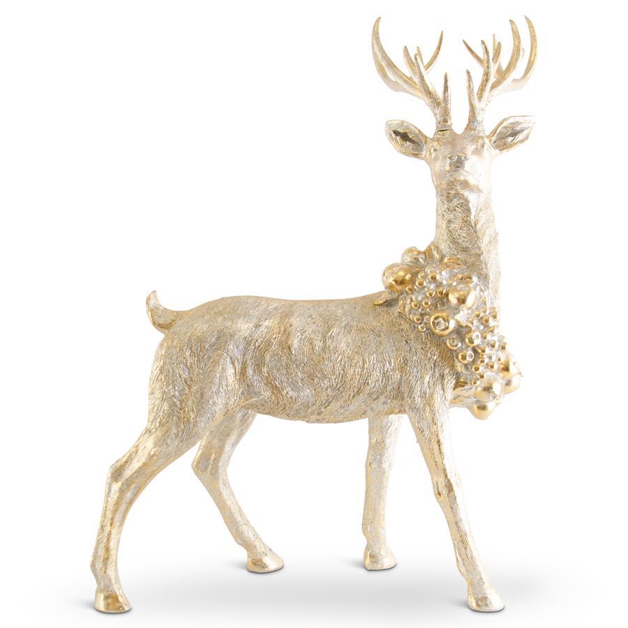 40 Inch Standing Antique Gold Resin Deer