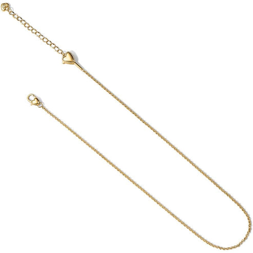Vivi Delicate Gold Petite Charm Necklace with adjustable chain, heart detail, and lobster claw clasp
