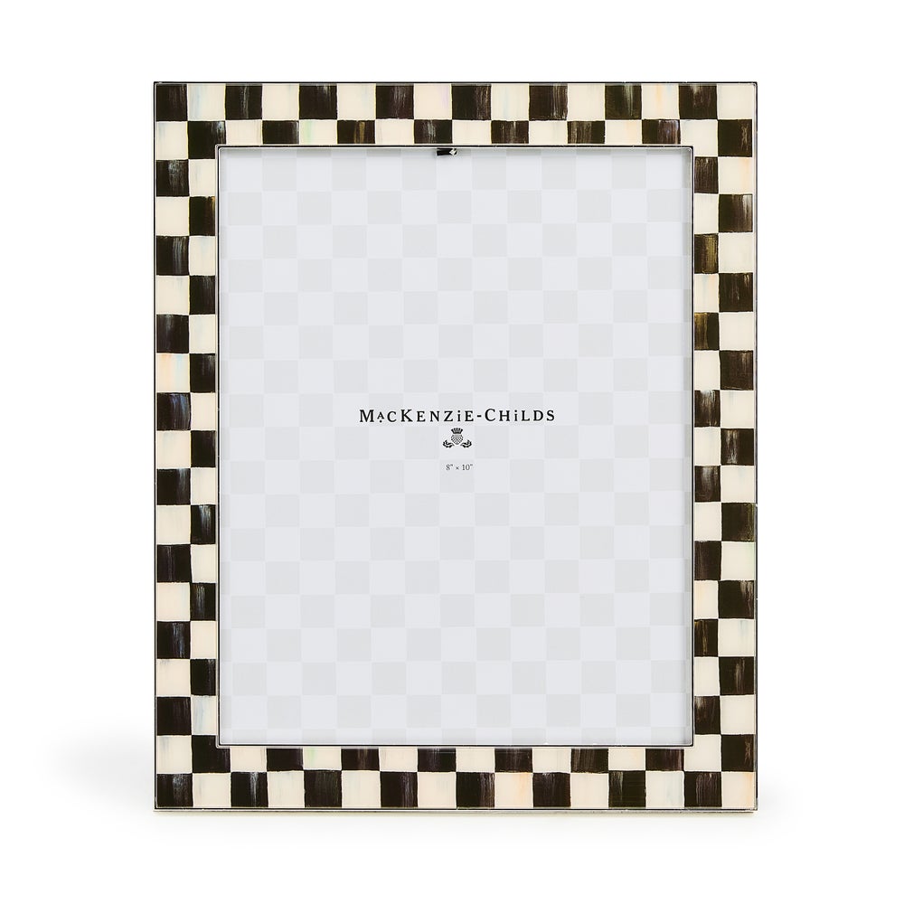 Silver-plated Courtly Check frame with enamel finish holding a printed paper insert.