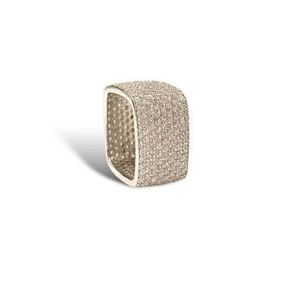 Camila Eternity Ring in sleek silver metal with a continuous band of round brilliant-cut diamonds.