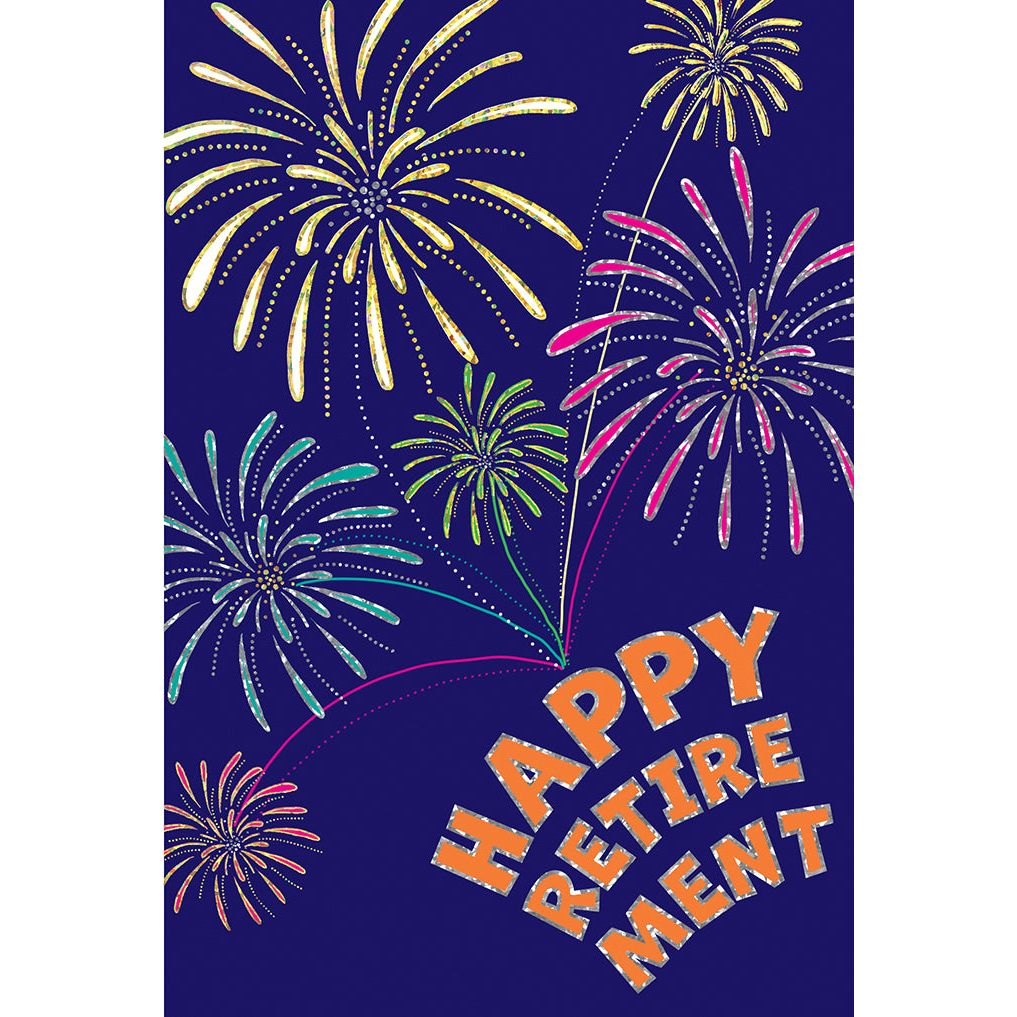 Retirement greeting card with foil embossing reading Congratulations on the inside.