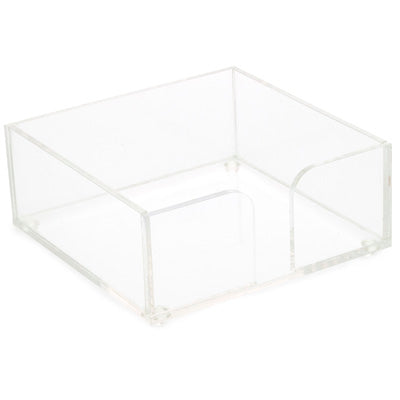 Clear acrylic cocktail caddy with a rectangular shape holding glassware.