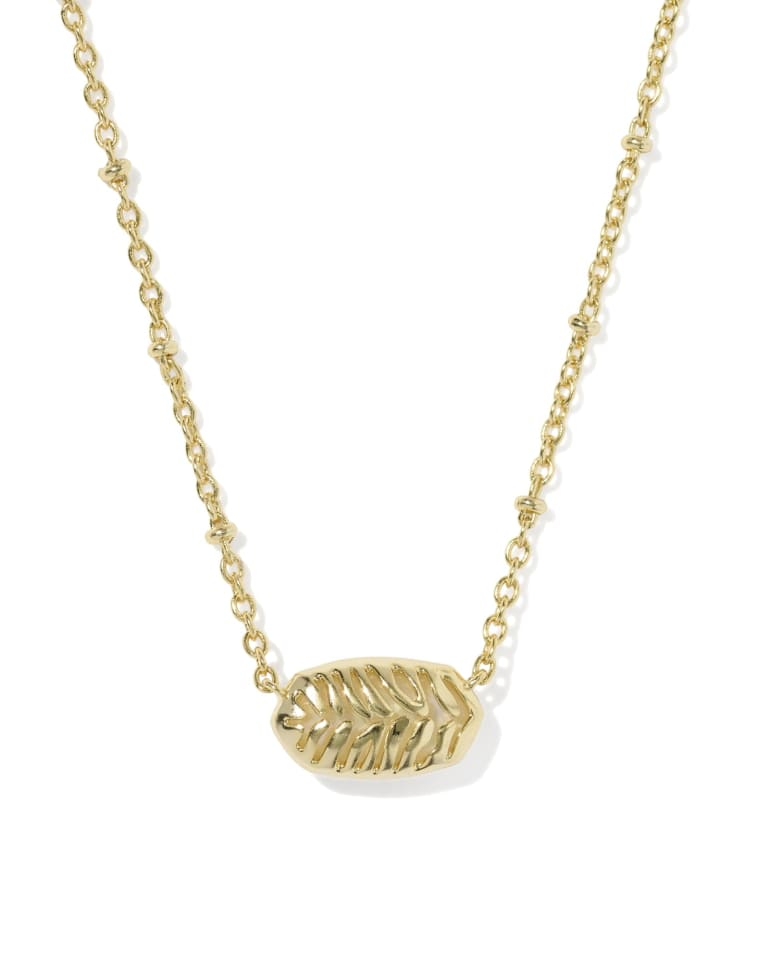 Tiger Striped Elisa Short Pendant Gold Necklace with an animal print-inspired pattern.