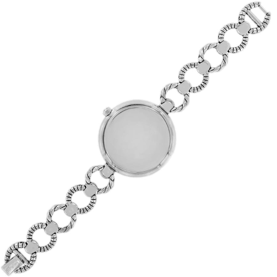 Back view of a silver-plated Star City Watch with a twisted link chain and fold-over clasp.