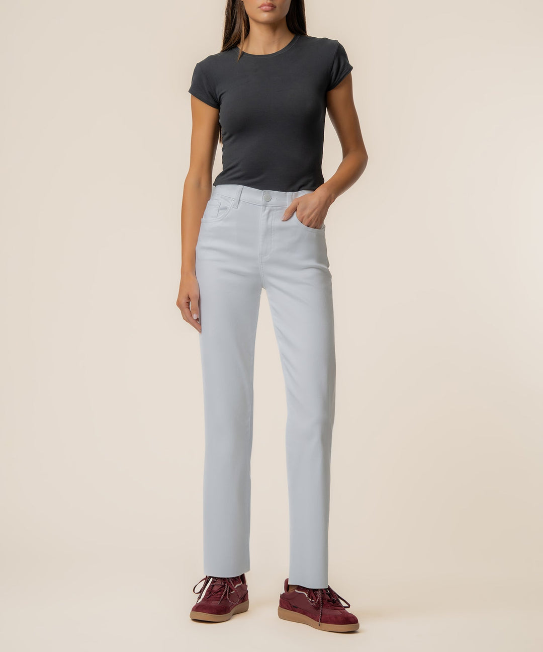 Avery High Rise Easy Straight Leg Raw Hem