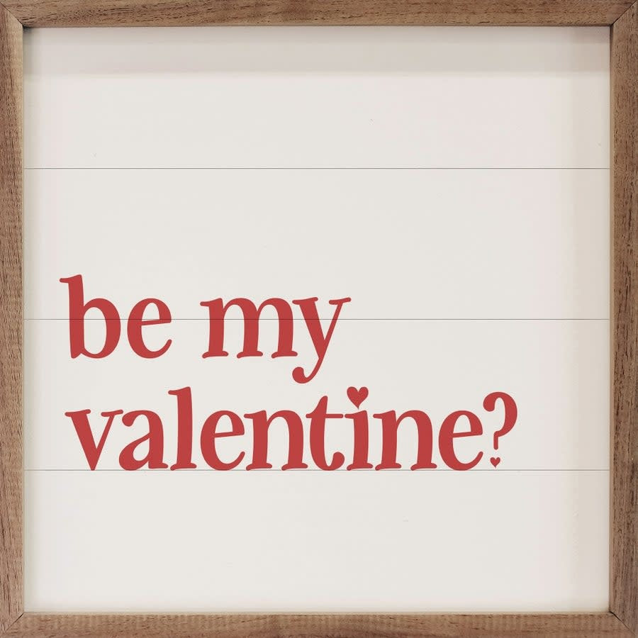 Hand-painted white Valentine face on American hardwood plank with natural walnut frame