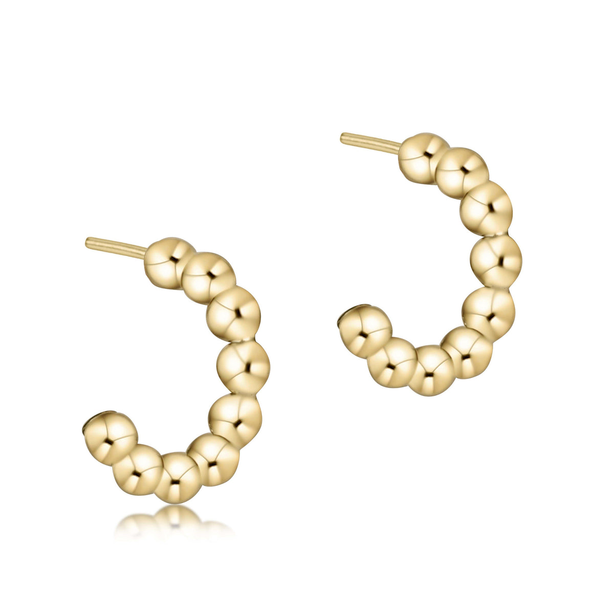 Gold-filled beaded hoop earring with 4mm beads on a 1-inch post.