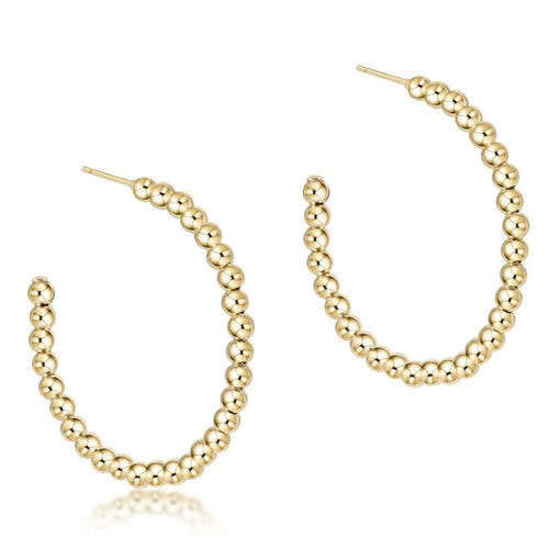 Beaded Classic Post Hoop - 3mm Gold