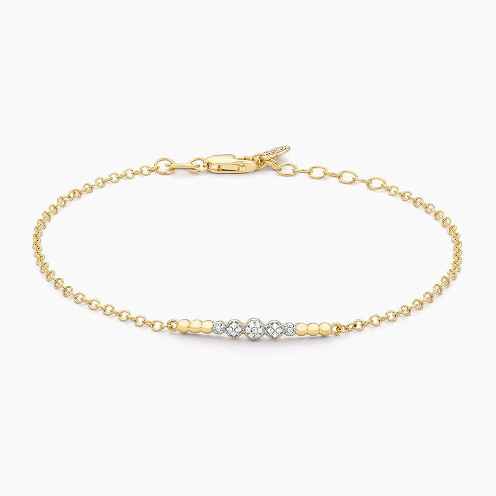 Diamond beaded chain bracelet with lobster closure