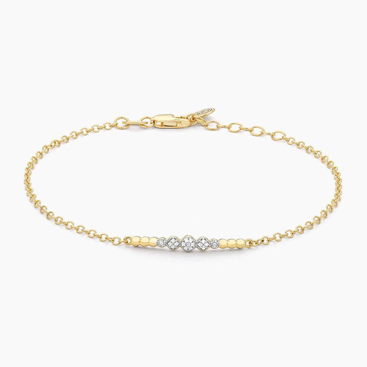 Diamond beaded chain bracelet with lobster closure