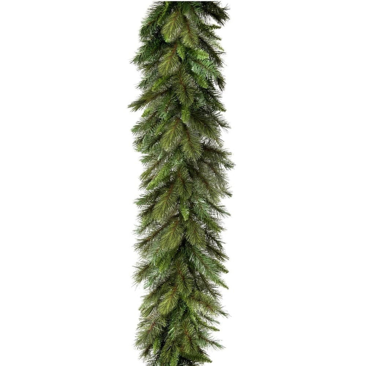 Roll of Belgium Mix PVC bottle brush garland in two-toned natural green hues.