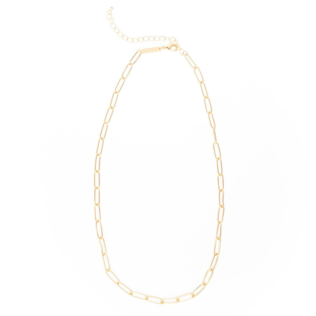 Bella necklace chain in gold with a pendant charm on an extender.