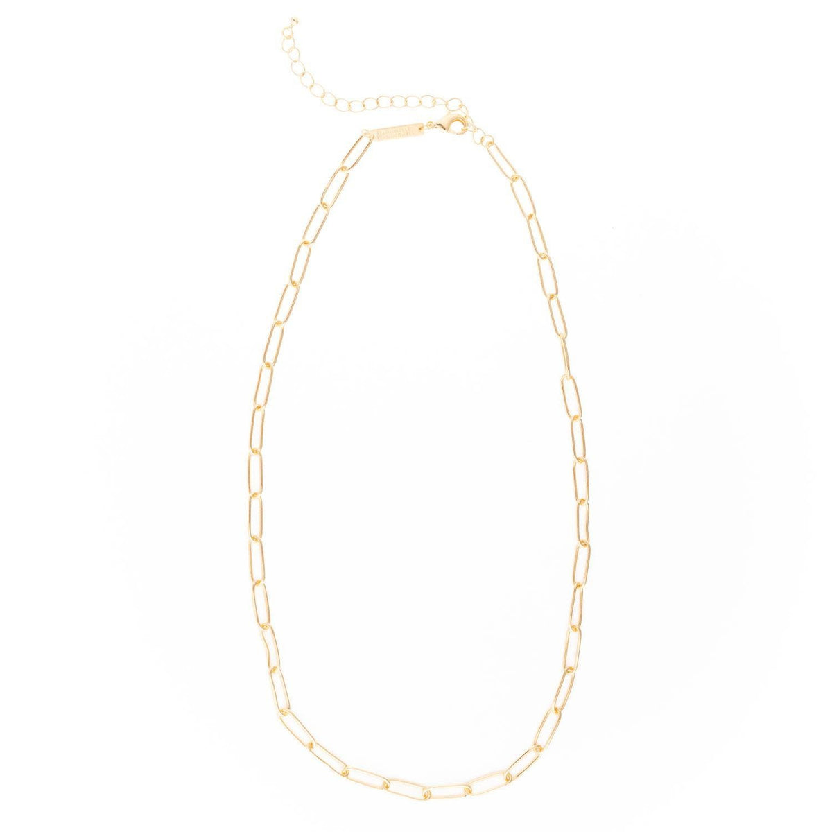 Bella necklace chain in gold with a pendant charm on an extender.