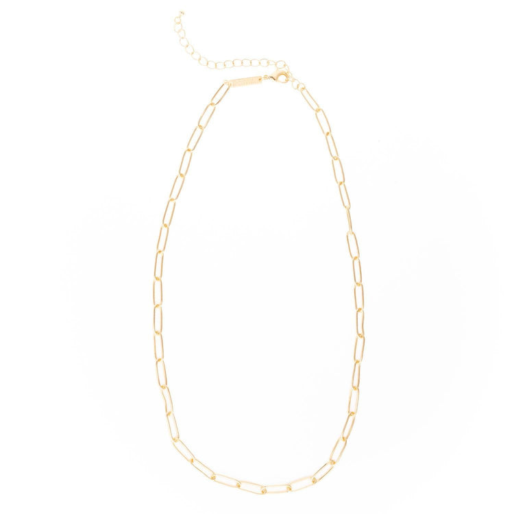 Bella necklace chain in gold with a pendant charm on an extender.