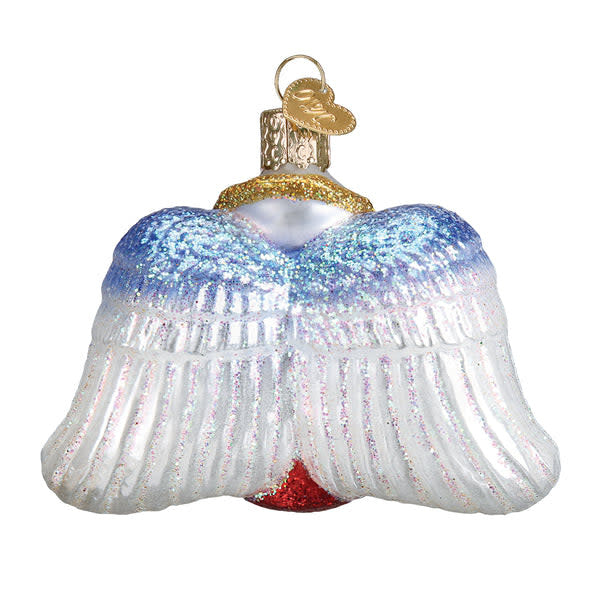 Beloved Pet ornament featuring a white paw print with gold angel wings on a black background.