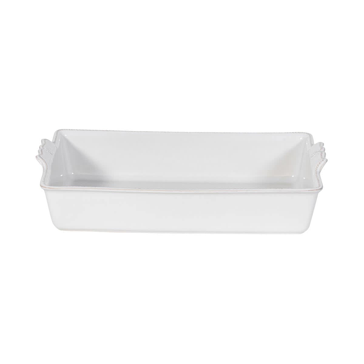Whitewash ceramic rectangular baker with scalloped rim