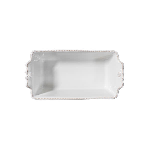Whitewash ceramic loaf pan with a smooth glazed finish